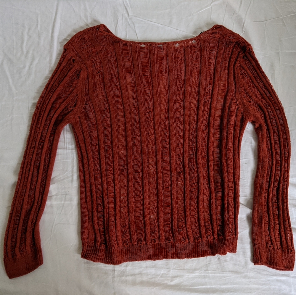 Papaya Amber Layering Sweater with Threaded Panes